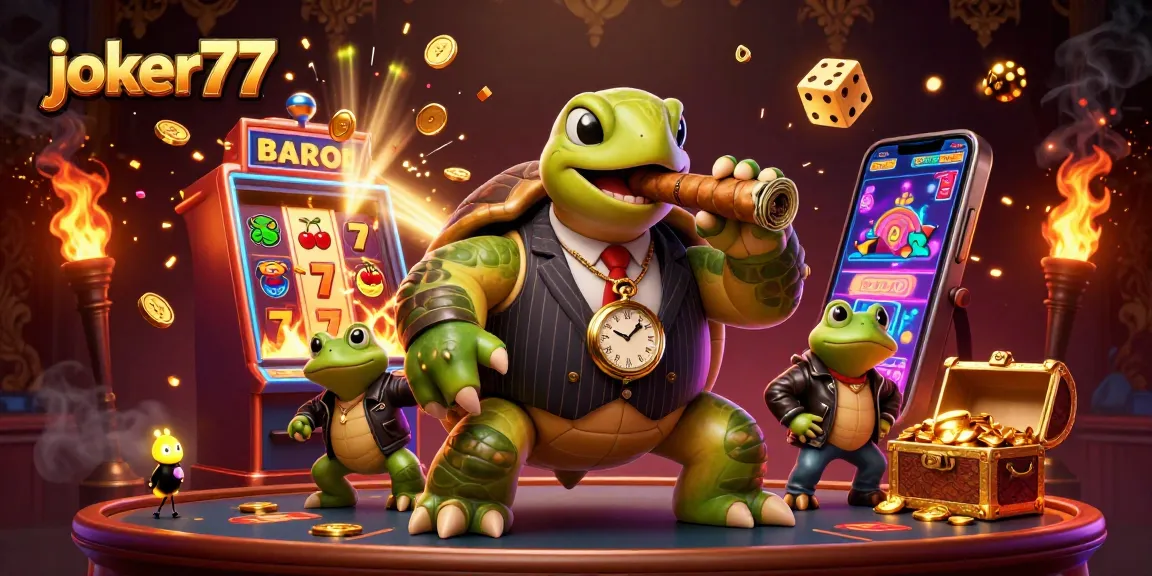 Experience thrilling gameplay with joker77 in a vibrant casino scene filled with classic symbols.