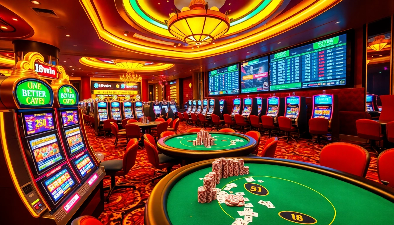 Gamblers enjoying the excitement of 18win at a luxurious casino table.