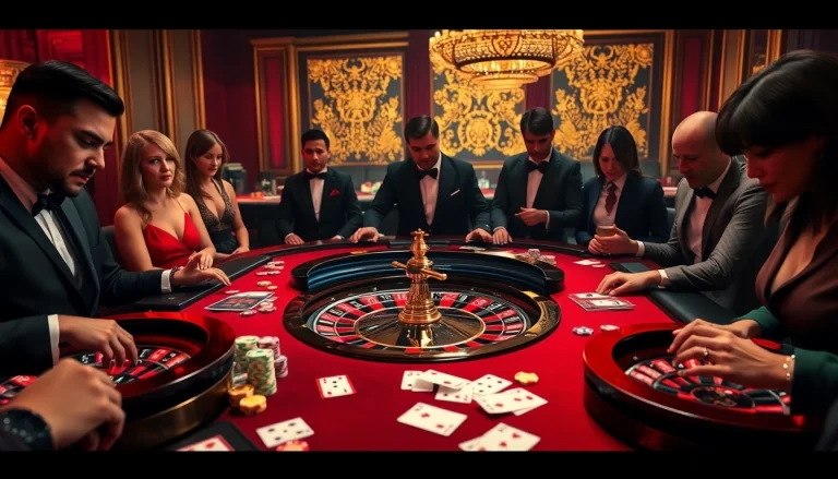 Gamblers engaged in a thrilling roulette game at 58win casino, showcasing chips and excitement.
