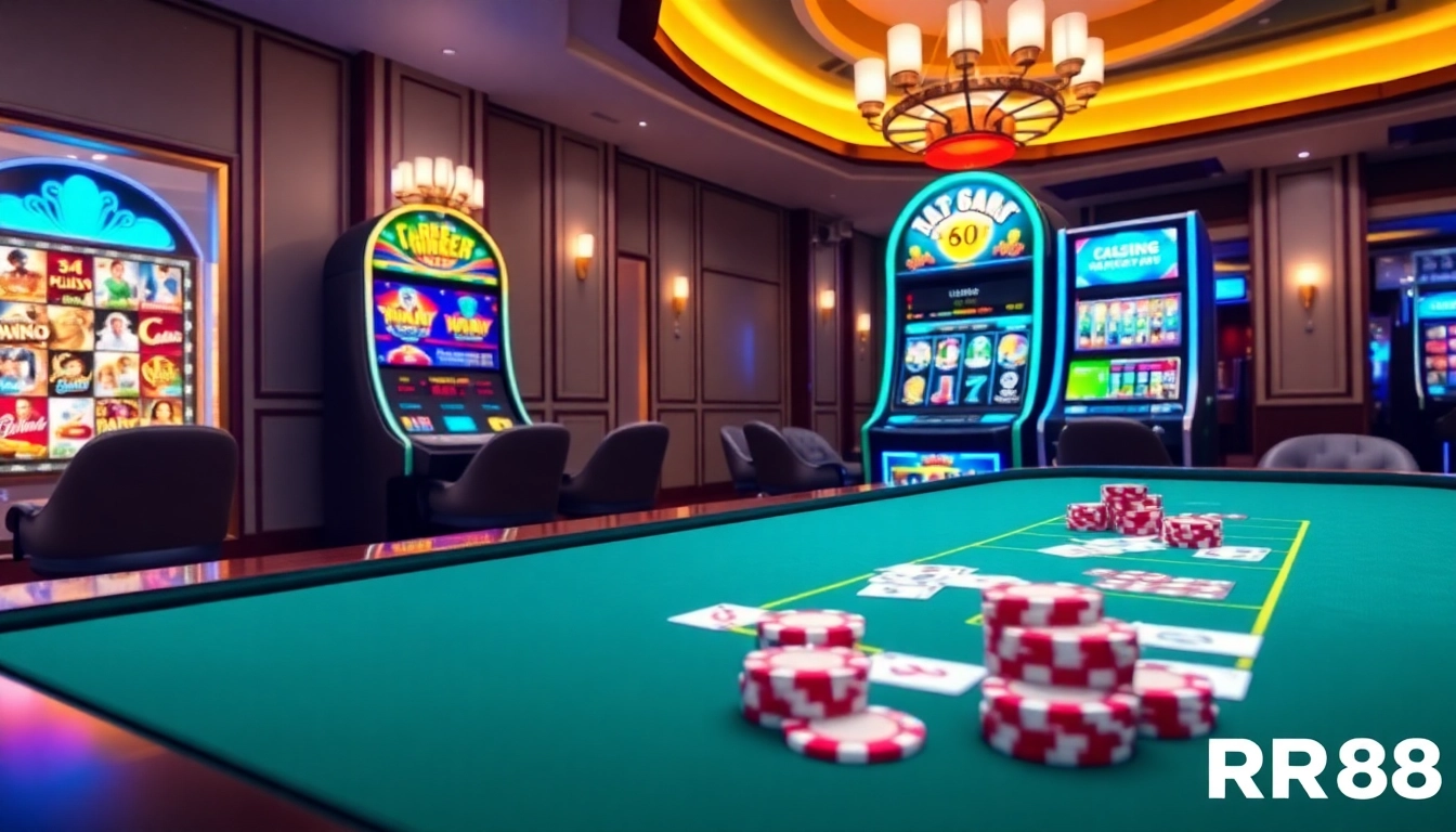 Experience high-stakes excitement with RR88's vibrant casino table and engaging gameplay.
