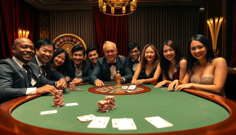 Experience the thrill of betting at https://xx88.day/ with a vibrant poker table and eager players immersed in the game.