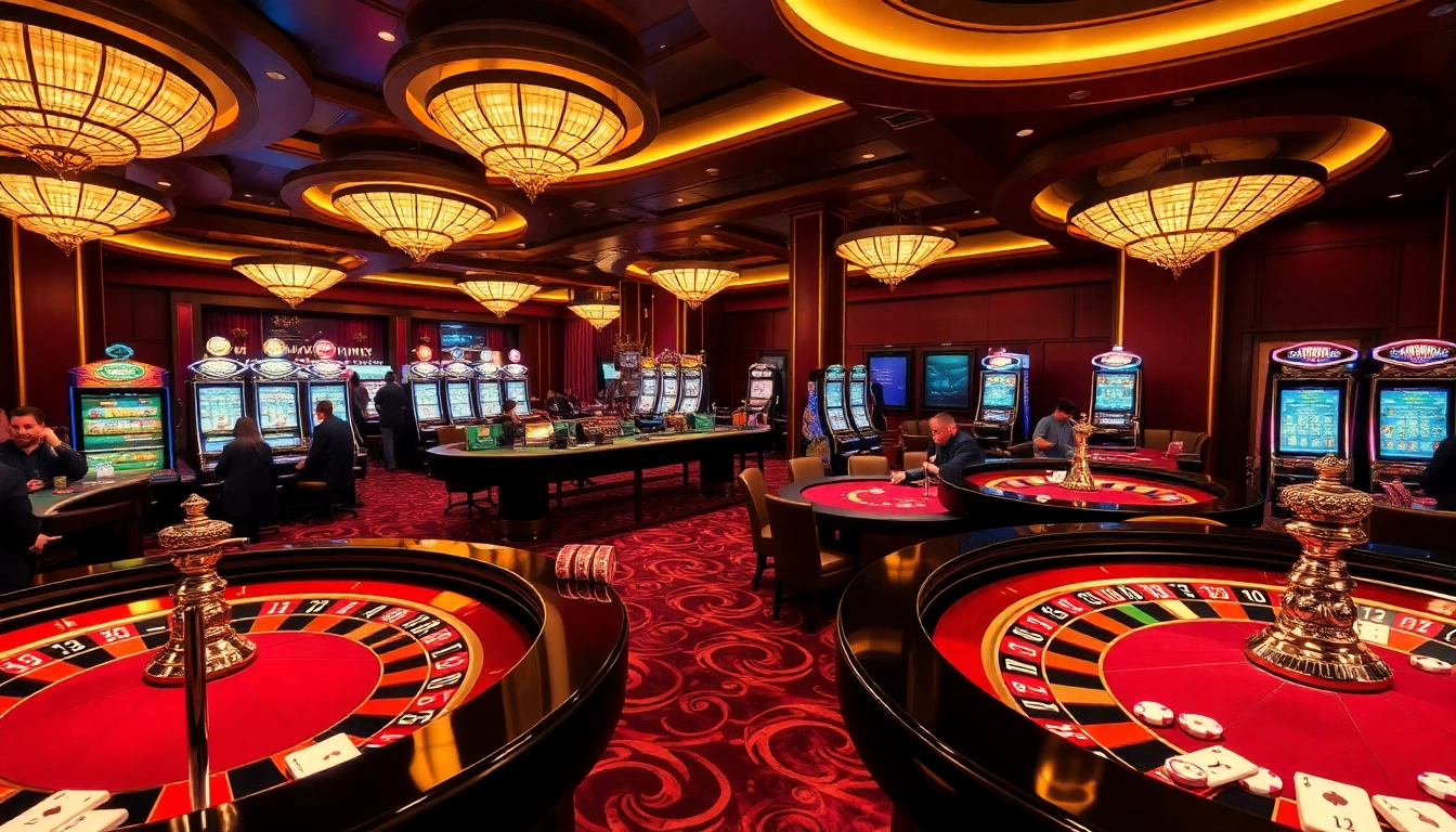 Engaging casino scene with players and tables from https://23wini.online highlighting excitement and professionalism.