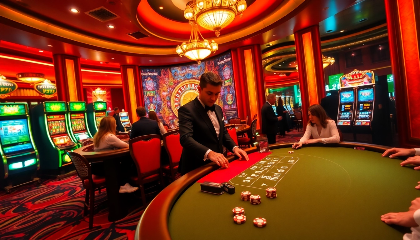 Play thrilling games at 789club casino with poker tables, slot machines, and lively atmosphere.