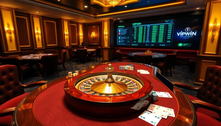 Engaging VIPWin roulette game scene with luxurious decor and high-stakes betting ambiance.