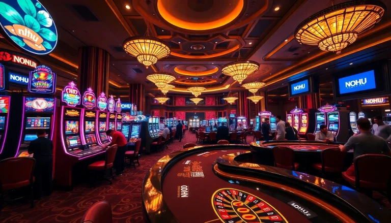 Experience excitement at NOHU's casino with vibrant games and players immersed in action.