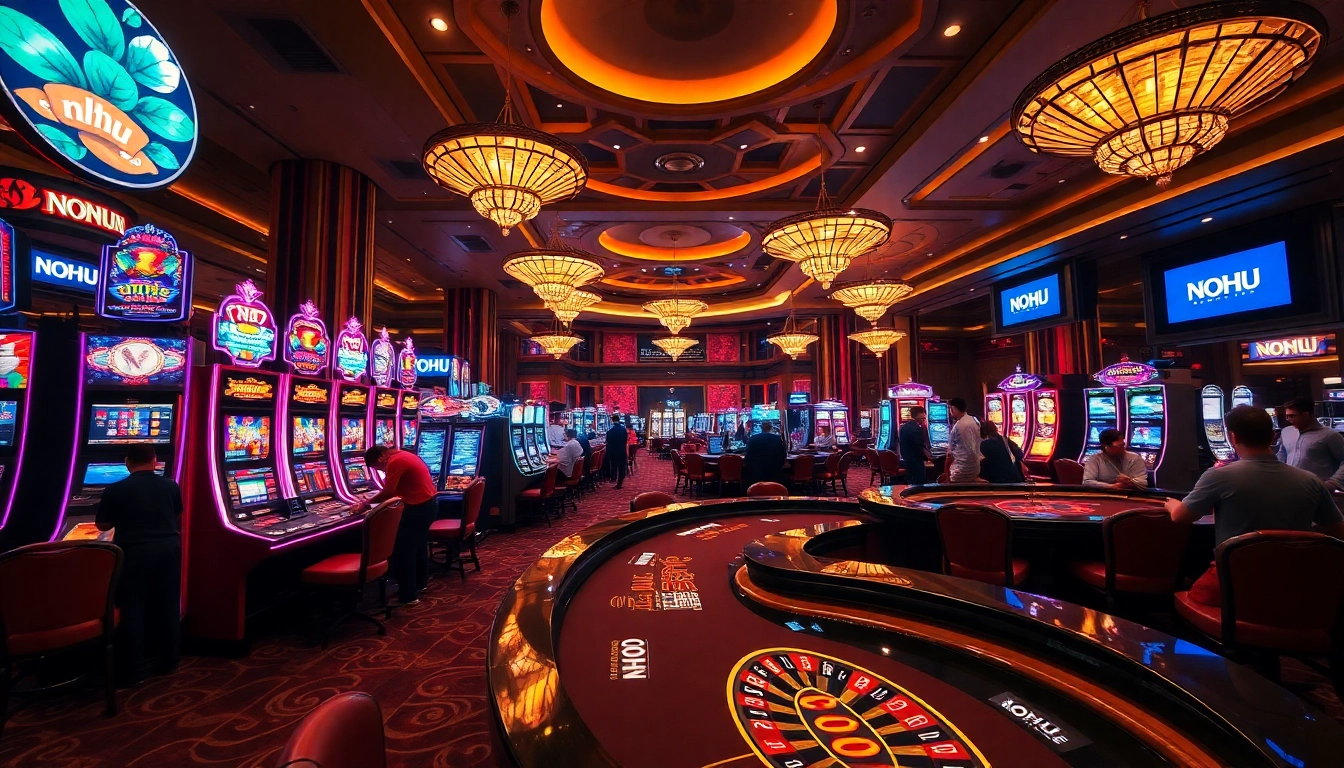 Experience excitement at NOHU's casino with vibrant games and players immersed in action.