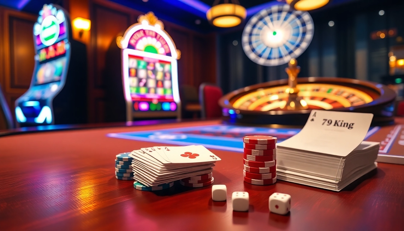 Experience thrilling gameplay at 79king with vibrant poker chips and elegant gambling tables.