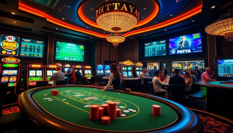 Players winning big at PHTAYA casino with vibrant slots and poker tables.