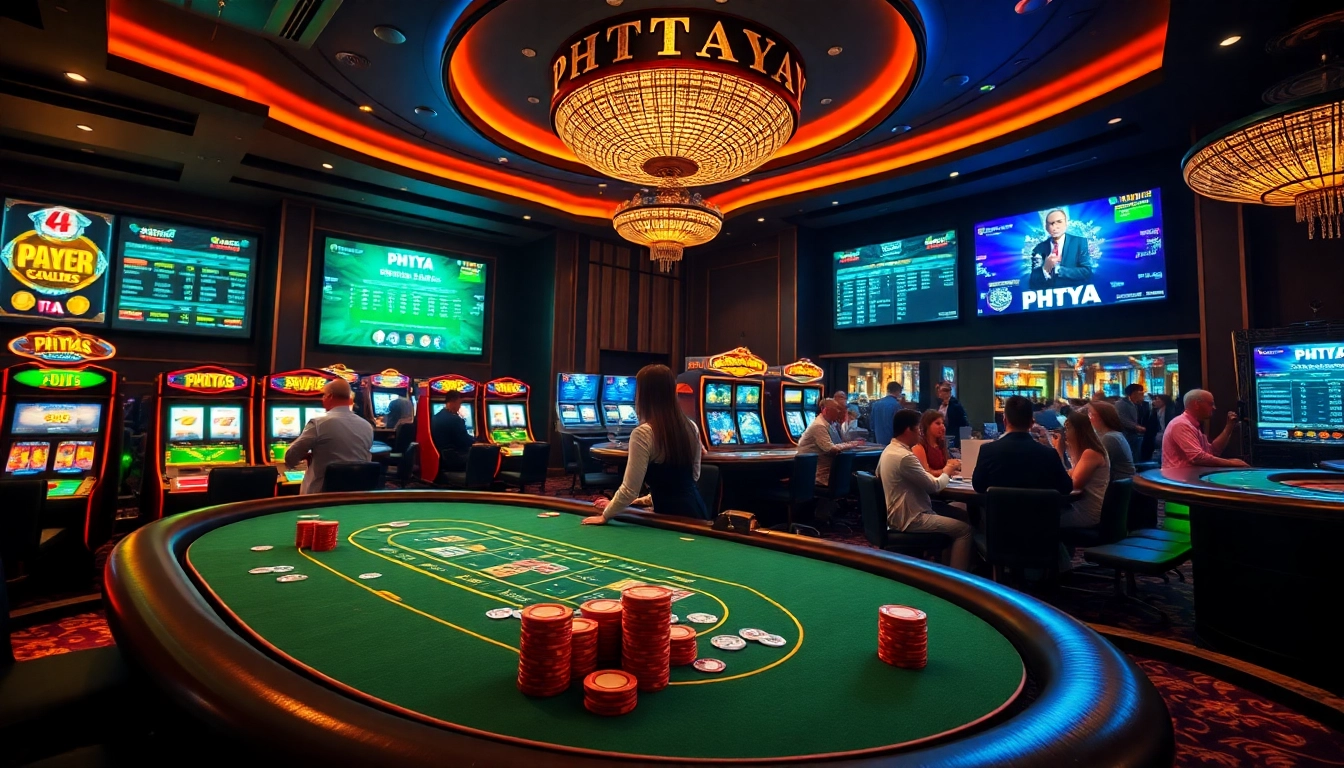 Players winning big at PHTAYA casino with vibrant slots and poker tables.