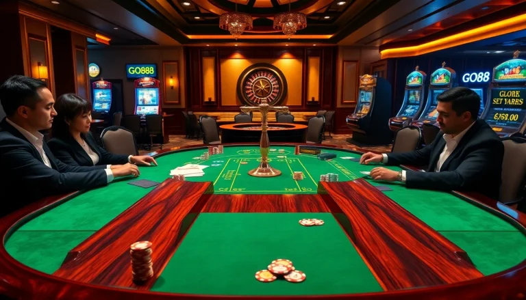 Engage in thrilling gambling at GO88 featuring an upscale poker game with rich textures.