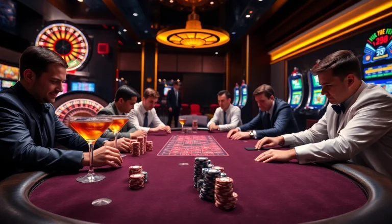 Engaging scene of professional poker players at a table showcasing high-stakes action linked to https://www.eejl33.com/.
