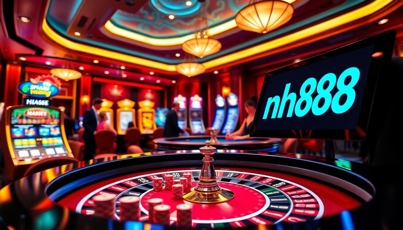 Players enjoying a thrilling game at the casino focused on nh88 betting strategies.